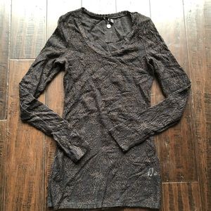 BKE black lace long sleeve shirt
